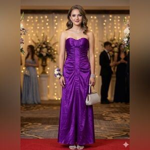 Vintage Flirt by Maggie Sottero Purple Ruched Lace-Up Gown